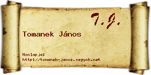 Tomanek János névjegykártya
